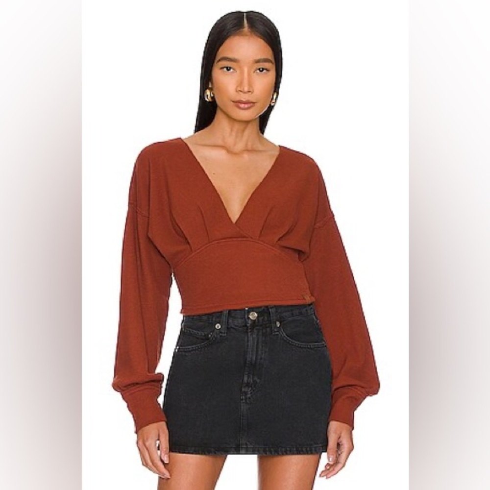 Free People Women's Top All Nighter Tee in Red Jasper -EUC